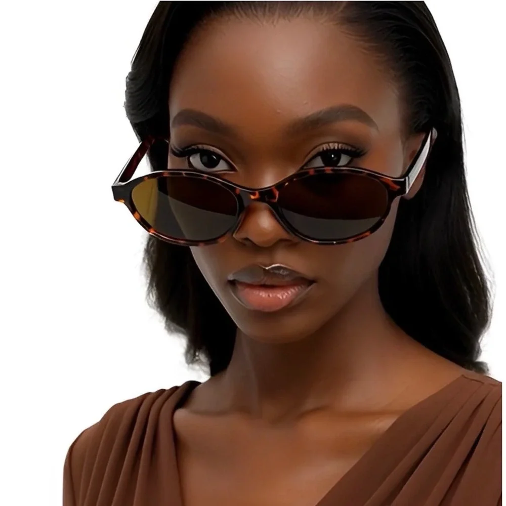 Oval Tortoiseshell Sunglasses Brown Lens Fashion Eyewear Women Lentes‎ Mujeres